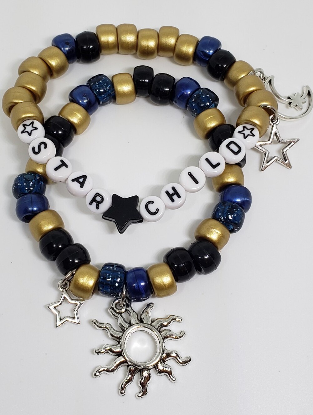 Handmade Boho Celestial Sun Star Child Stackable Kandi Bracelets